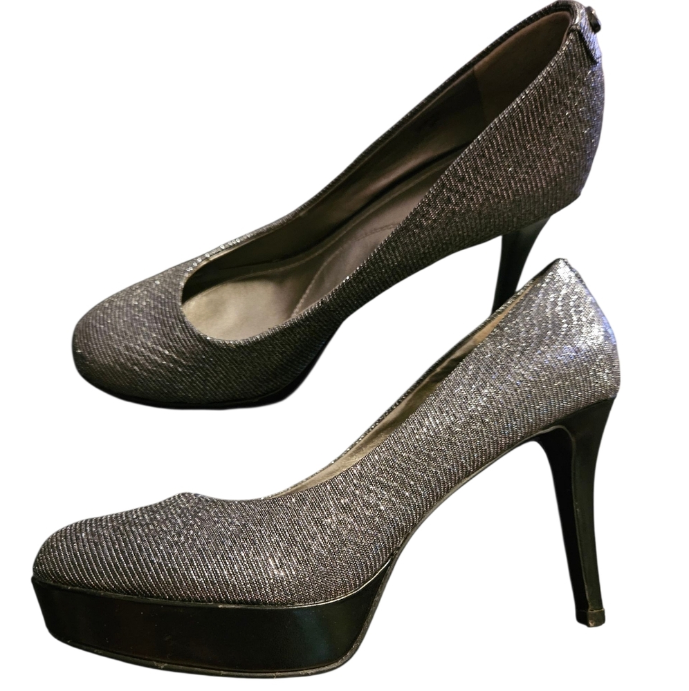 Tahari Sophia Platform Pumps Ladies Silver Sparkle Size 6 Date Night New